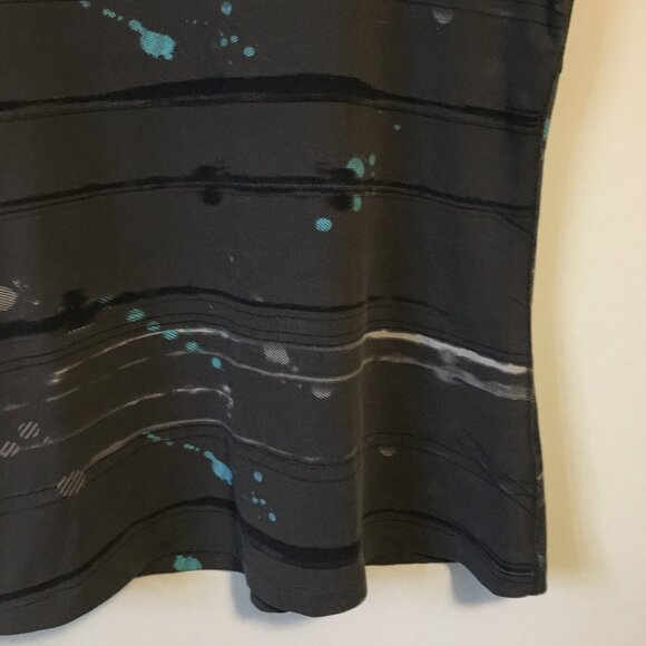 Lucy Charcoal Grey Blue Paint Splat Racer Back Tank Top - Picture 4 of 11